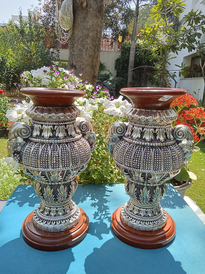 Silver Flower Vase Pair