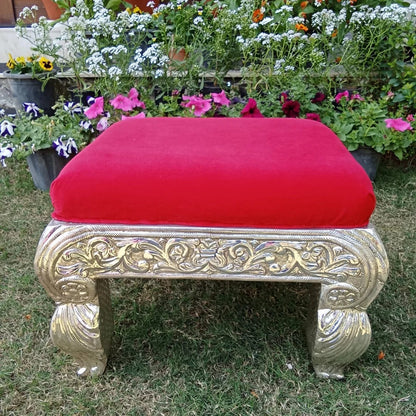 Silver Red Cushioned Chowki