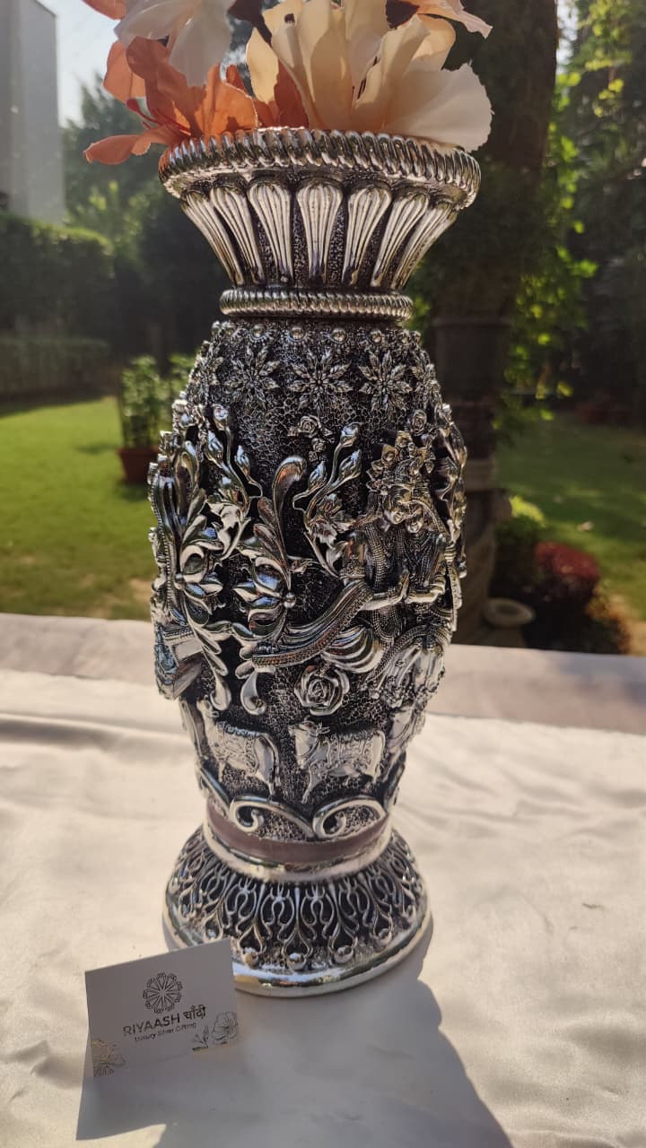 Silver Krishna Flower Vase