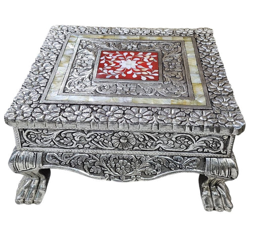 Silver MOP Red Chowki