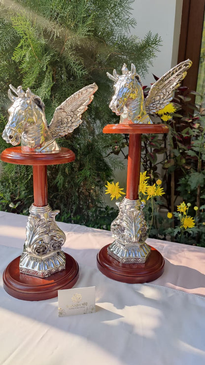 Silver Flying Horse Pair