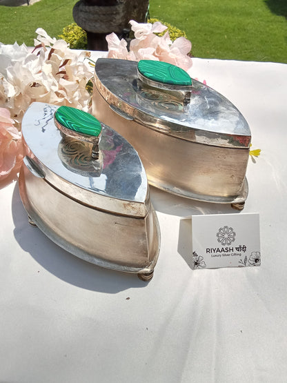 Pure Silver Dry Fruit Box Pair