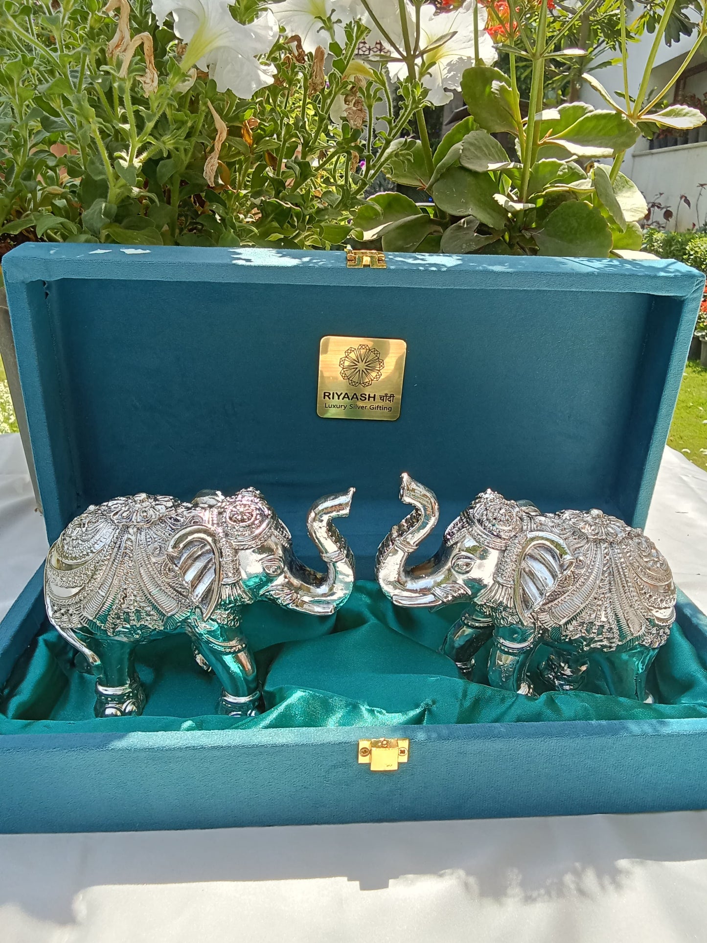 Silver Elephant Pair
