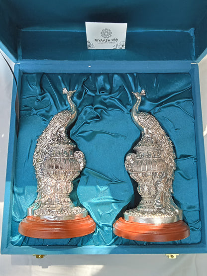 Silver Peacock Pair