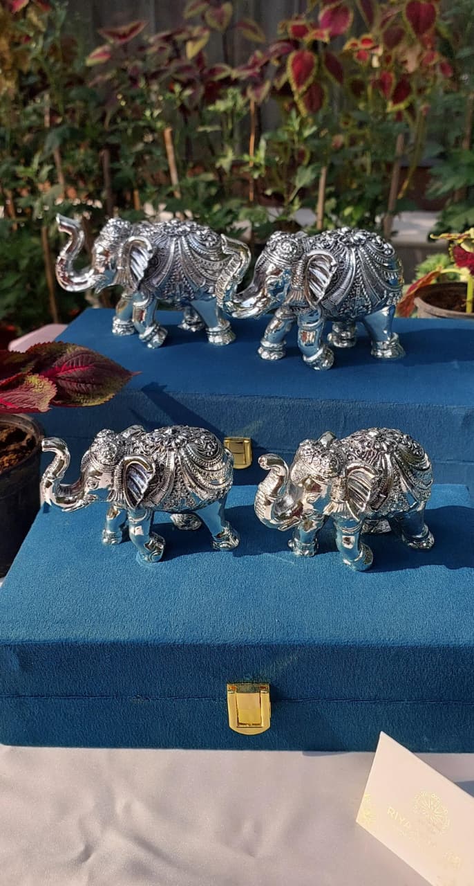 Silver Elephant Pair